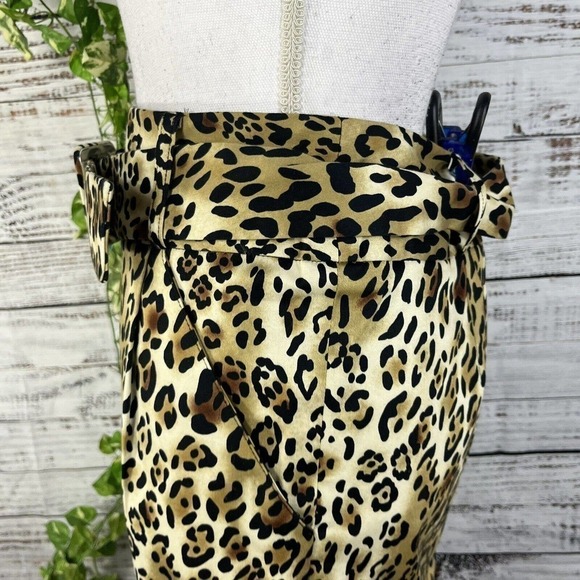 Adrienne Vittadini Skirt 4 Brown Black Gold Cheetah Animal Straight Pencil Belt - Picture 7 of 10